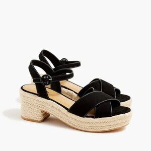 J. Crew Platform Espadrille Sueded Heeled Sandals Rubber Man-Made Sole NEW